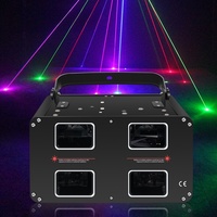 Projecteur de lumière laser 4 yeux RGB + jaune pour DJ Disco Night Club Blue Laser Emission