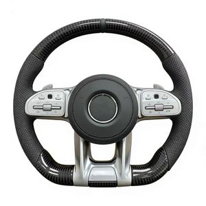 อุปกรณ์เสริมภายในพวงมาลัยหนัง Napa หุ้มพวงมาลัยคาร์บอนไฟเบอร์สำหรับ Mercedes-Benz <span class=keywords><strong>E</strong></span> <span class=keywords><strong>Class</strong></span> C W205 W206 W212 W213 W222 - Product Image 1