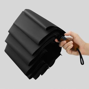 Parapluie pliant professionnel pour homme, ouverture/fermeture entièrement automatiques à un bouton, poignée en bois, logo personnalisé, publicité pour fabricants - Product Image 4