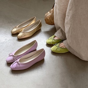 Single shoes for women <b>flat</b> sole spring new product genuine leather with butterfly knots on both the inside outside ballet shoes - Product Image 3