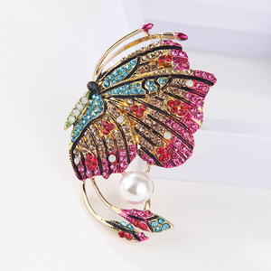<span class=keywords><strong>Spilla</strong></span> a Forma di <span class=keywords><strong>Farfalla</strong></span> con Perla, Gioiello alla Moda in Lega di Zinco con Strass, Modello LH4955 - Product Image 5