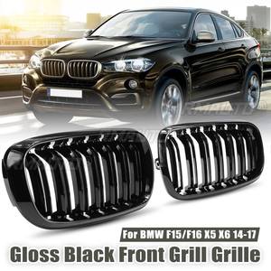 1 Par de Rejillas Delanteras Dobles de 2 Listones para Parachoques Delantero de Coche, Acabado Brillante/Mate Negro, para BMW F15 F16 X5 X6 F85 F86 X5M X6M 2014-2017 - Product Image 1