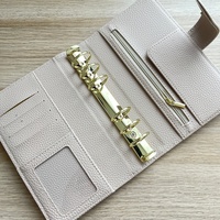 Protège-cahier en cuir végétalien A5, organiseur personnalisé de luxe, classeur à 6 anneaux dorés, classeur A6 rose, portefeuille Pebble