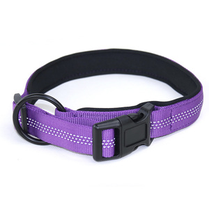 소형 중형 대형견을 위한 편안한 네오프렌 패딩이 있는 헤비 듀티 나일론 조절 가능한 O-링 반사 개 목걸이 - Product Image 4