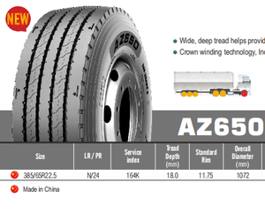 ยางรถบรรทุกหนัก Zc-rubber รุ่น 385/65R22.5 AZ650 ยางเรเดียลใหม่ ลายดอกยางกว้างลึก ใช้งานได้ยาวนาน - Product Image 6