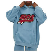 Sudadera con Capucha Oversize de Felpa Francesa con Parche Bordado, 100% Algodón, Bordado Personalizado, Bolsillo de Alta Calidad