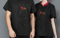Vêtements de chef lavables de haute qualité HBC, manches courtes, vêtements de cuisine, uniforme de restaurant, boulangerie, pour femmes et hommes