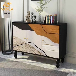 Aparador de Madera Maciza de Roble Negro con <span class=keywords><strong>Puertas</strong></span> <span class=keywords><strong>Corredizas</strong></span> Redondeadas de Estilo Mid-Century <span class=keywords><strong>para</strong></span> el Comedor o la Entrada - Product Image 6