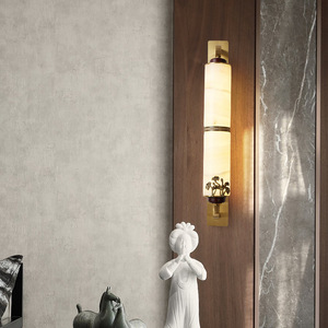 Chinese Style <b>Wall</b> Lamp Marble Shade Led <b>Light</b> Source E27 Bulb Base For Living Room Bedroom Tv Background <b>Wall</b> Lighting - Product Image 1