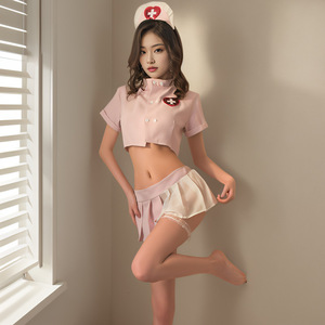 Costume d'infirmière sexy en gros, uniforme de jeu de rôle amusant et tentant avec jupe plissée, désir pur pour les uniformes de perspective - Product Image 5