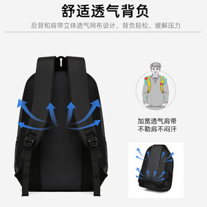 Laptop <b>Backpack</b> <b>Large</b> <b>Capacity</b> Lightweight Business Travel Men Solid Color Shoulder Straps Spring 2024 - Product Image 2