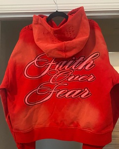 Sweat à capuche personnalisé 100% coton, streetwear, impression DTG, vintage, effet délavé, ample, surdimensionné, pour homme, sweat à capuche déchiré - Product Image 4