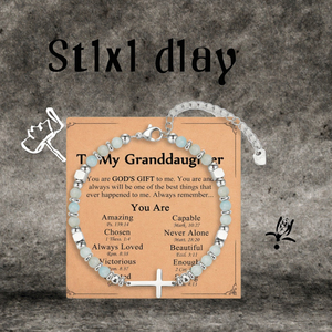 Pulsera de cuentas de piedra natural de 6 mm con cruz religiosa de amazonita y acero inoxidable, regalo de joyería para mujer ManChao - Product Image 3