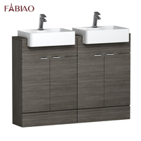 Meuble-lavabo de salle de bain moderne sur pied de 60 cm, plusieurs couleurs, 2 portes avec lavabo semi-encastré