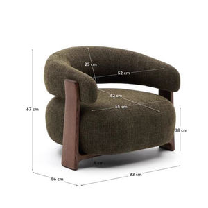<span class=keywords><strong>Silla</strong></span> <span class=keywords><strong>de</strong></span> Comedor con Reposabrazos Curvos en Verde <span class=keywords><strong>Oliva</strong></span>, Tapizada en Bouclé, con Patas <span class=keywords><strong>de</strong></span> Nogal, Diseño Ergonómico Moderno, Mueble Duradero para el Hogar - Product Image 6