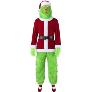 Unisex noel baba ve Greenhair Cosplay kostüm noel partileri için eğlenceli kadife baskılı aksesuarları tatil kaynağı - Product Image 1