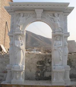 Cadre de porte en pierre naturelle sculptée à la main, porte extérieure en marbre décoratif, entourage de porte - Product Image 4