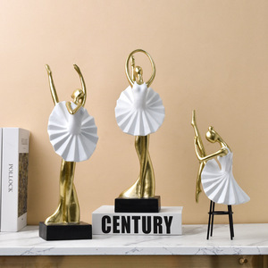 Nordic Ins Style Princess Dance Ballet Girl Synthetic Resin Sculpture Ornaments Modern Simple Design Home Living Room Desktop