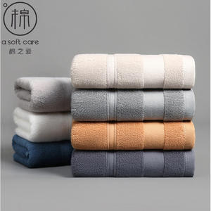 Ensemble de serviettes de bain en coton pur, couleur unie, 34x75cm 70x140cm, serviettes douces pour la peau, usage domestique, gris, bleu, blanc, orange, camel - Product Image 2