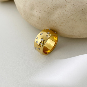 Anillo Ancho YF2826 con Circonitas Cúbicas y Gypsophila, Chapado en Oro de 18k, Acero Inoxidable, con Estrella de Circonita, para <span class=keywords><strong>Mujer</strong></span>, Regalo - Product Image 6