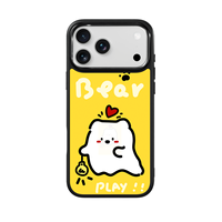 Coque de téléphone AG Feeling Black Edge avec motif chien et ligne dorée pour iPhone 17, 17 Pro Max, 16 Pro, 15, 15 Pro Max – Coque magnétique