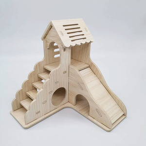 En gros, Maisonnette pour hamster en bois, Nid de repos, Balançoire, Balançoire à bascule, Villa à deux étages, Style moderne Teddy Bear, Pour usage intérieur, Jouet d'aménagement paysager - Product Image 2