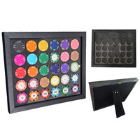 Cadre de présentation pour jetons de poker, capacité 30 jetons, boîtier en bois noir 33x28cm, trous de 4cm, compatible avec les jetons et pièces de 40mm, fournisseur en gros pour casino