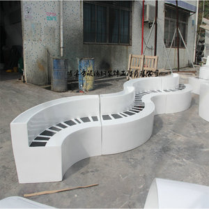 Glass Fiber Reinforced <b>Plastic</b> Modern Curved <b>Bench</b> For Mall Commercial Furniture Durable Design - Product Image 2