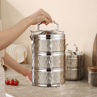 Boîte à riz multicouche en acier inoxydable 304, pot isotherme sous vide anti-débordement, empilable, type bento