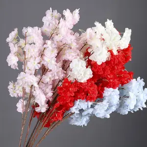 โรงงานขายส่งใหม่ 3 ส้อม Cherry Blossom Bunch ผ้าไหมดอกไม้งานแต่งงาน