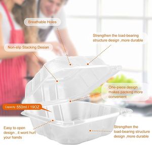 Contenedor Transparente Tipo Concha para Llevar Comida, Envases Desechables de Plástico para Pasteles, Hamburguesas, de 6 Pulgadas - Product Image 4