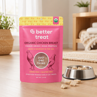 Friandises pour animaux de compagnie à la citrouille biologique lyophilisée, sachet refermable résistant à l'humidité, taille personnalisable pour chiens et chats