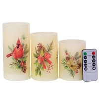 Set Lilin LED Tanpa Api 3 Buah dengan Remote Control, Nyala 3D, Baterai, Lilin Parafin