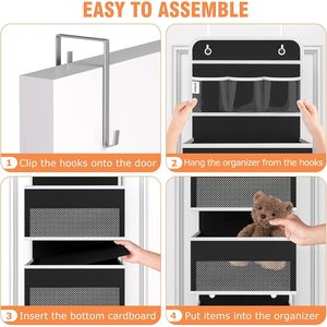 Organizador para colgar sobre la puerta con 6 estantes, almacenamiento colgante desmontable con 5 bolsillos grandes y 3 bolsillos de PVC para dormitorio, baño u oficina - Product Image 3