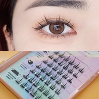 Cils synthétiques sans colle, sans cruauté, véganes, en grappes DIY pour cils individuels, pinces à cils réutilisables, auto-adhésifs