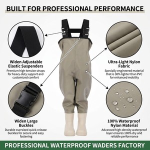Senshuo Cuissardes de pêche en nylon kaki Taslan ultralégères avec coutures thermosoudées, dos élastique, pour la pêche en ruisseau et la pêche en bord de rivière, cuissardes d'été avec chaussures intégrées - Product Image 2