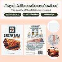 Sachet plat personnalisé en PET/PE thermoscellable, finition brillante, qualité alimentaire, avec fenêtre transparente pour viande de porc (hameçon)