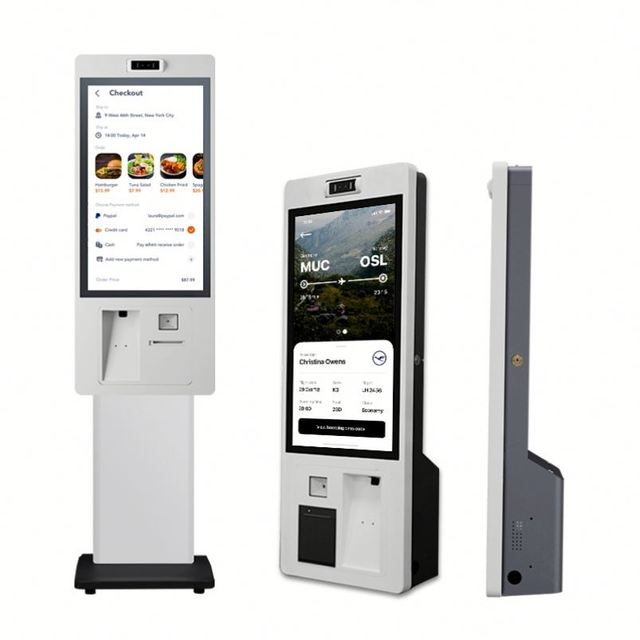 Touchwo 24'' 27'' Modern Touchscreen Kiosk Bank Hotel Self-Service Check-In Inquiry Order Machine SDK Function Barcode Reader