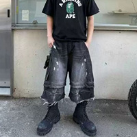 Nouveaux shorts cargo en maille unie pour hommes et femmes, mi-longueur, pour le printemps et l'été, avec fermeture éclair à glands et design à moustaches