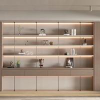 Bibliothèque sur mesure avec supports en métal aluminium, étagères en bois massif, éclairage LED, design moderne et simple, vente en gros d'usine