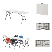 Ensemble de table et chaises pliantes rectangulaires en plastique blanc léger de 8 pieds pour événements, hôtels et hôpitaux en Chine