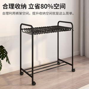 Clothing Organizer Pant <b>Hanger</b> <b>Standing</b> Type Minimalist Space Saving Rectangle Shape With Wheels For Home Hotel Use - Product Image 3