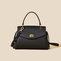 Sac fourre-tout de luxe en cuir PU grain litchi pour femme avec fermeture à loquet métallique