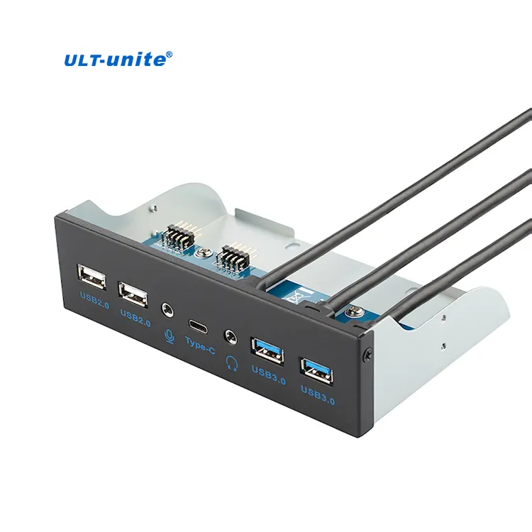 ULT-unite 멀티 포트 5.25 인치 전면 패널 10 Gbps USB 3.1 Gen 2 유형 C USB 3.0 USB 2.0 유형 A HD 오디오 마이크 포트