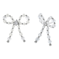 Boucles d'oreilles élégantes en forme de nœud avec perles et strass pour femmes, délicates, en argent sterling 925, boucles d'oreilles tendance, bijoux de créateur personnalisés, vente en gros