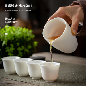 Beyaz yeşim beyaz porselen çay sürahi çay servis Pot çay fincanı porselen Kung Fu çay seti Gongdaobei - Product Image 3