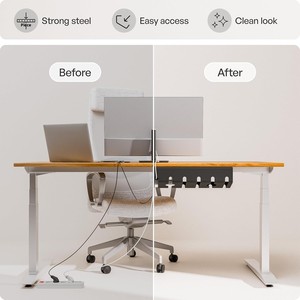 Set di Gestione Cavi da <span class=keywords><strong>Scrivania</strong></span> Facile da Montare Sotto il Tavolo, 2 Fascette per Cavi 10X, Organizzatore per Ufficio e Casa, Vassoio Portacavi - Product Image 4