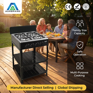 Cuisinière à gaz professionnelle à 4 brûleurs pour usage commercial, surface en acier inoxydable durable, cuisinière de cuisine professionnelle pour hôtel, OEM/ODM - Product Image 1