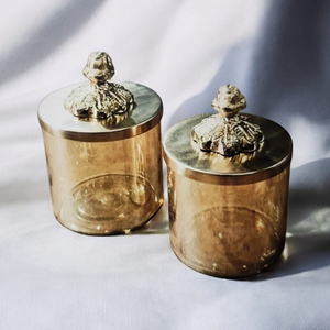 Luxury Glass <b>Storage</b> Jar Set with Metal Lid Decorative <b>Container</b> for Candy Snacks Dry Fruits Home Decor Kitchen <b>Storage</b> - Product Image 1