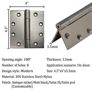 مفصلات أبواب سهلة التركيب بزاوية 180 درجة، تشغيل صامت، محامل بلاستيكية مدمجة، مفصلات أبواب من الفولاذ المقاوم للصدأ 304 - Product Image 4